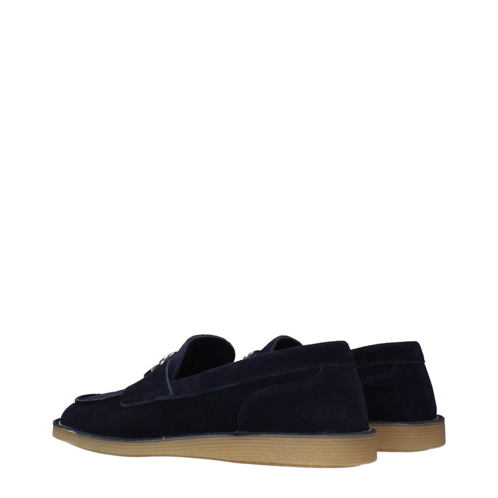 Dolce &amp; Gabbana Blue Leather Slip-On Loafers
