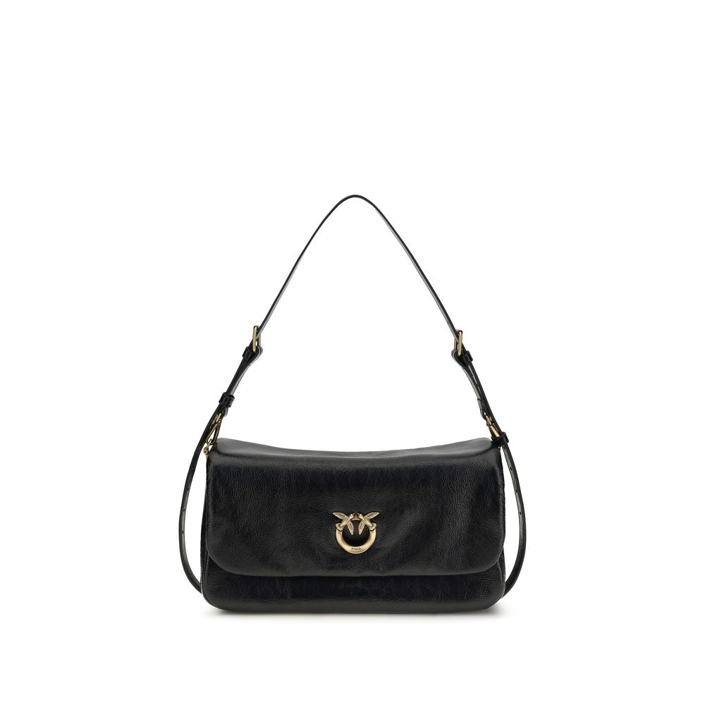 PINKO - Black Calf Leather Bos Taurus Shoulder Bag
