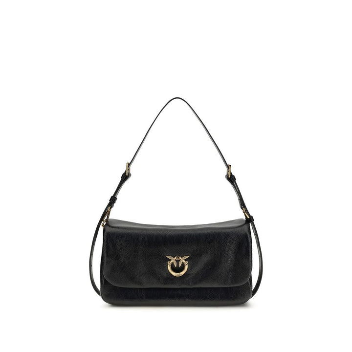 PINKO - Black Calf Leather Bos Taurus Shoulder Bag