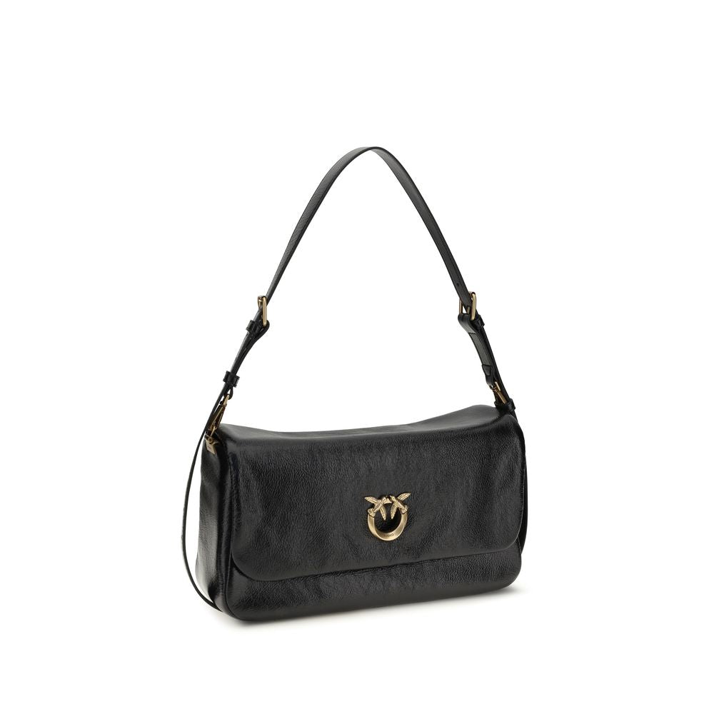 PINKO - Black Calf Leather Bos Taurus Shoulder Bag