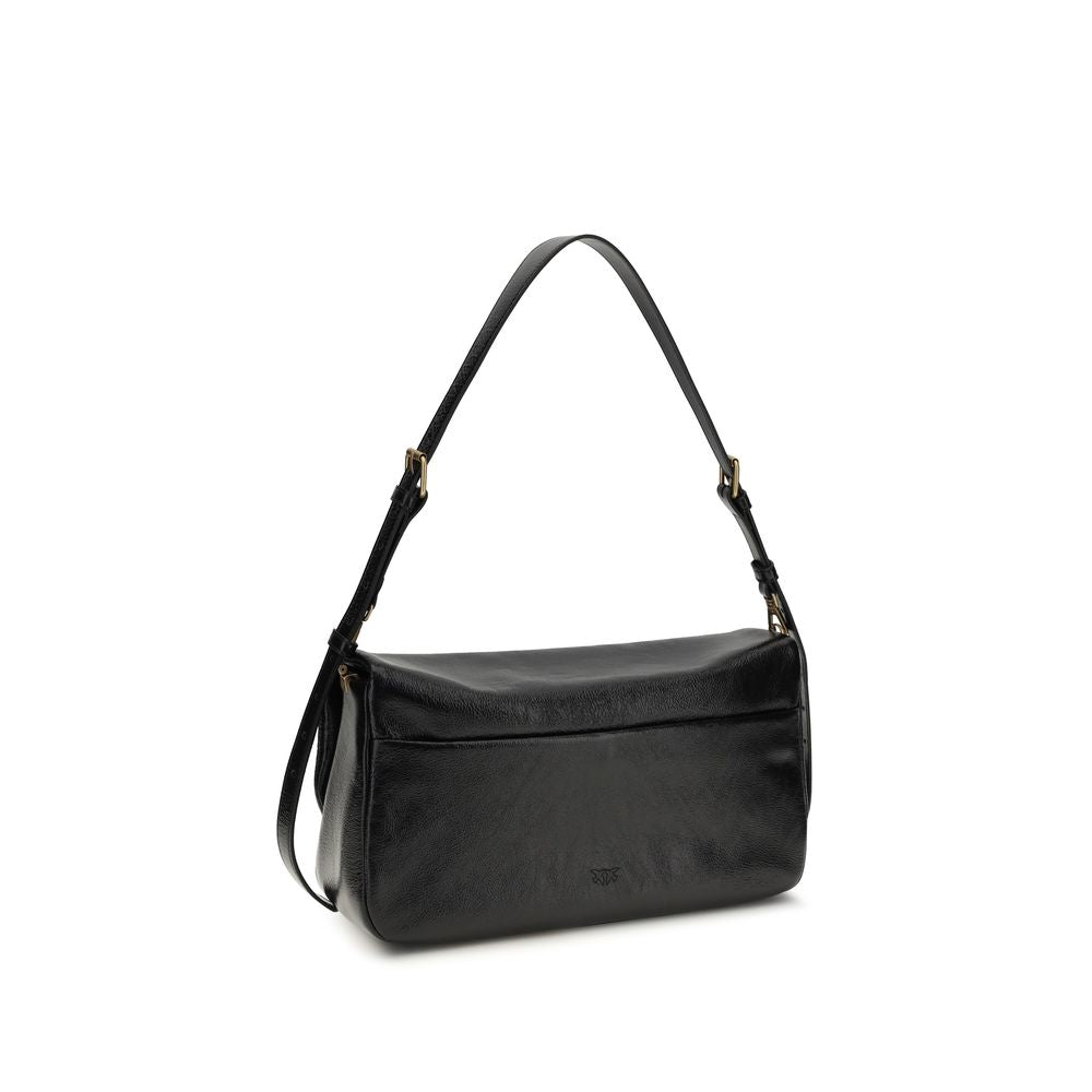 PINKO - Black Calf Leather Bos Taurus Shoulder Bag