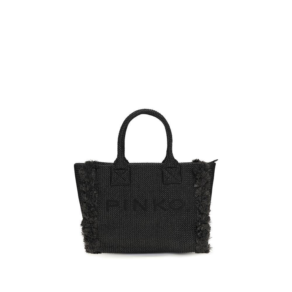 PINKO - Black Raffia Shoulder Bag