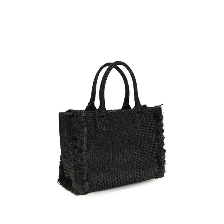 PINKO - Black Raffia Shoulder Bag