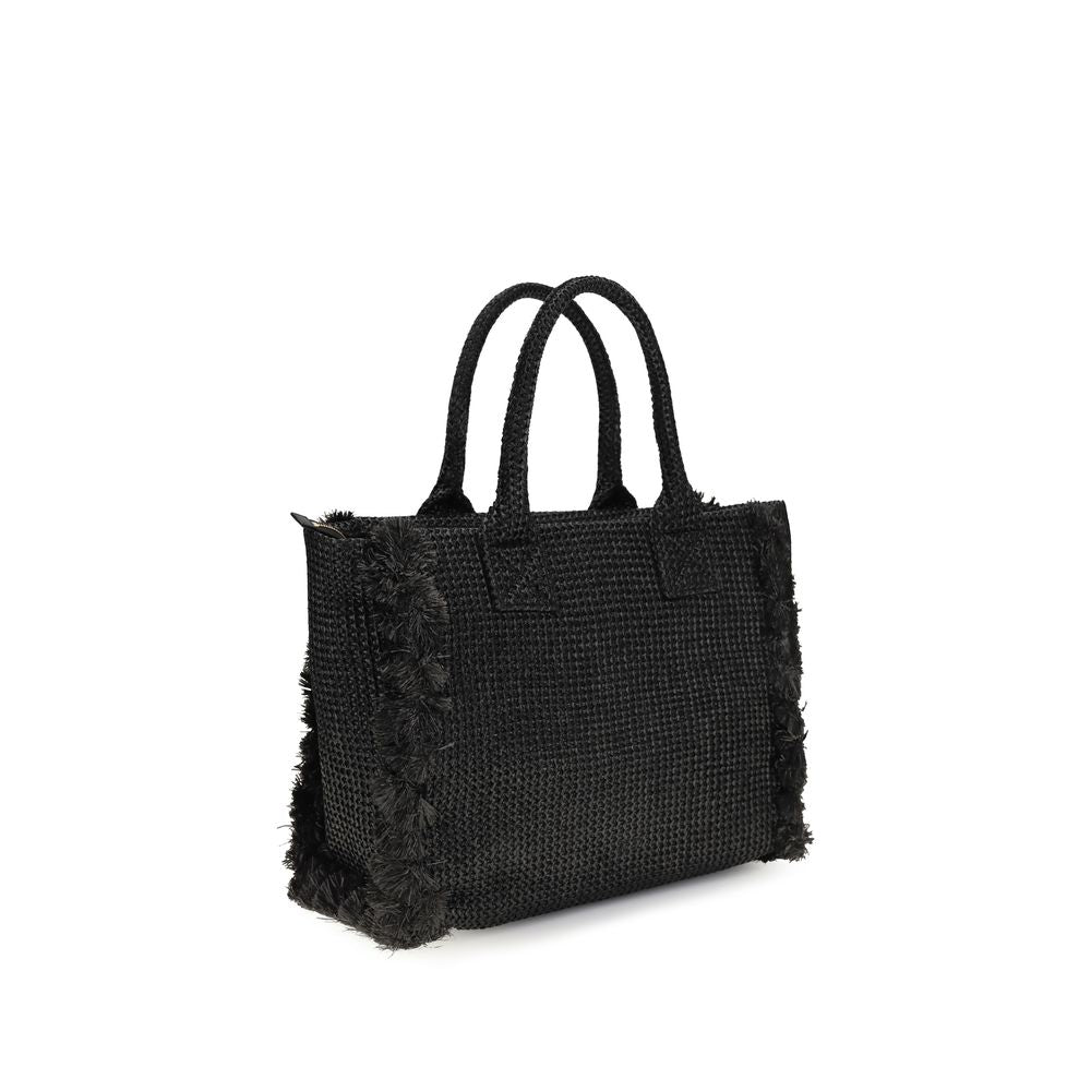 PINKO - Black Raffia Shoulder Bag