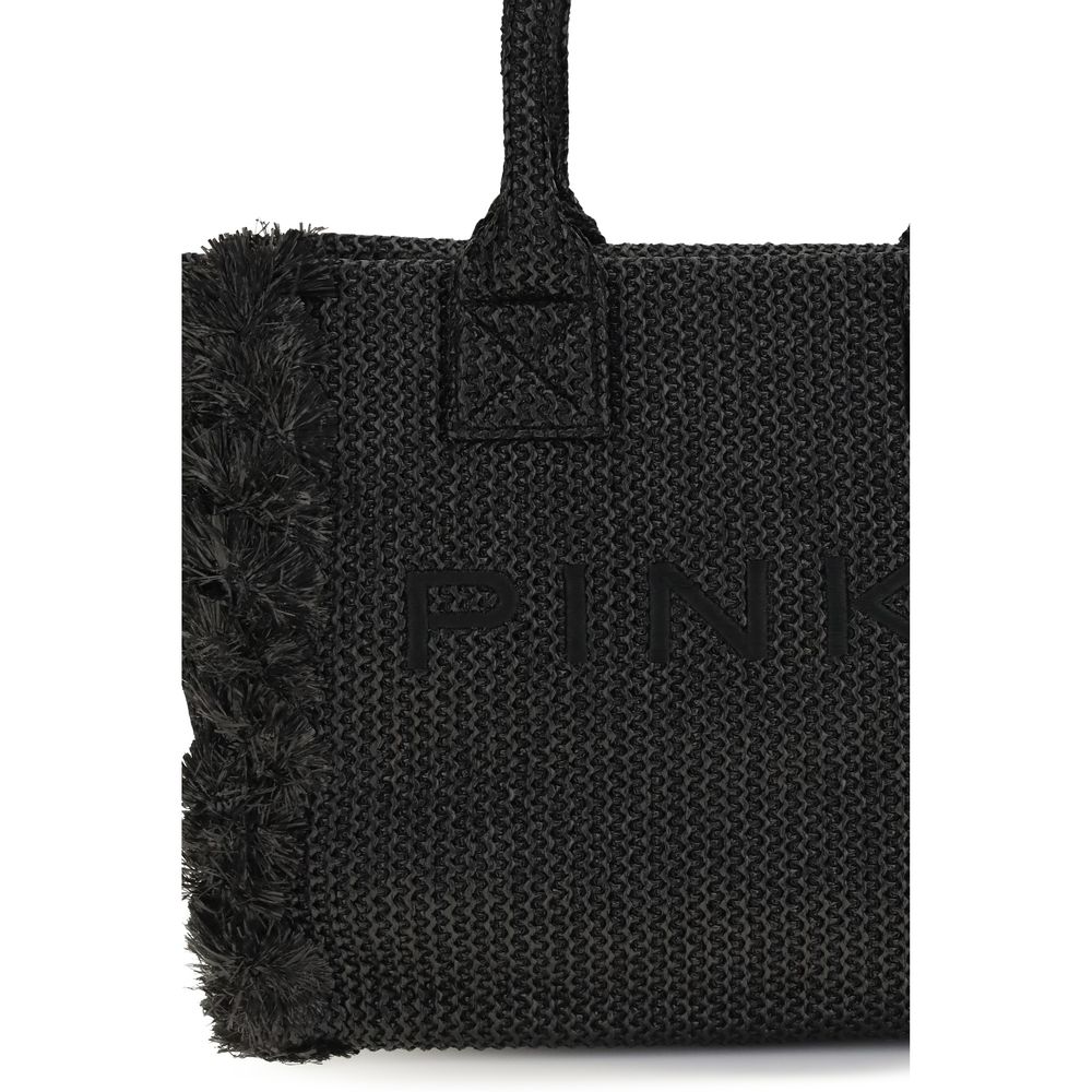 PINKO - Black Raffia Shoulder Bag