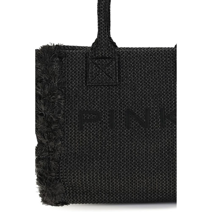 PINKO - Black Raffia Shoulder Bag