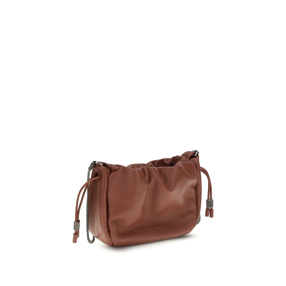 Brunello Cucinelli - Brown Calf Leather Bos Taurus Shoulder Bag