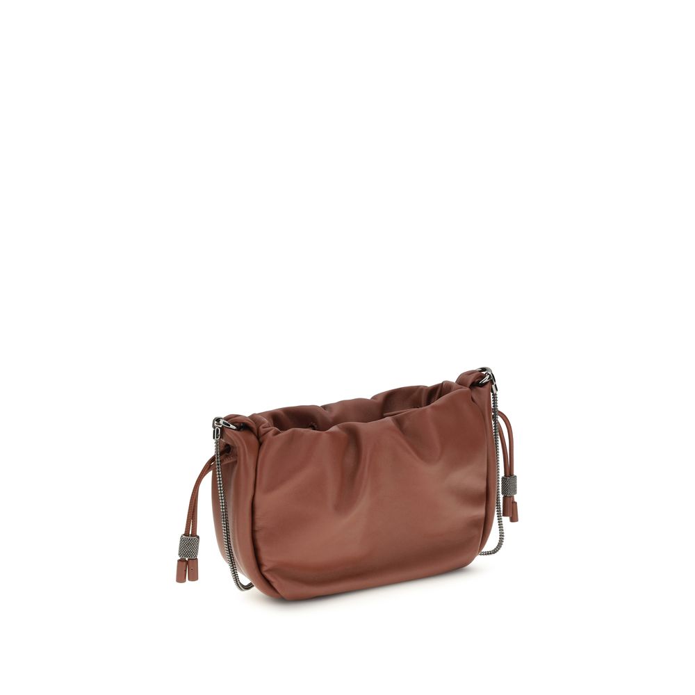 Brunello Cucinelli - Brown Calf Leather Bos Taurus Shoulder Bag