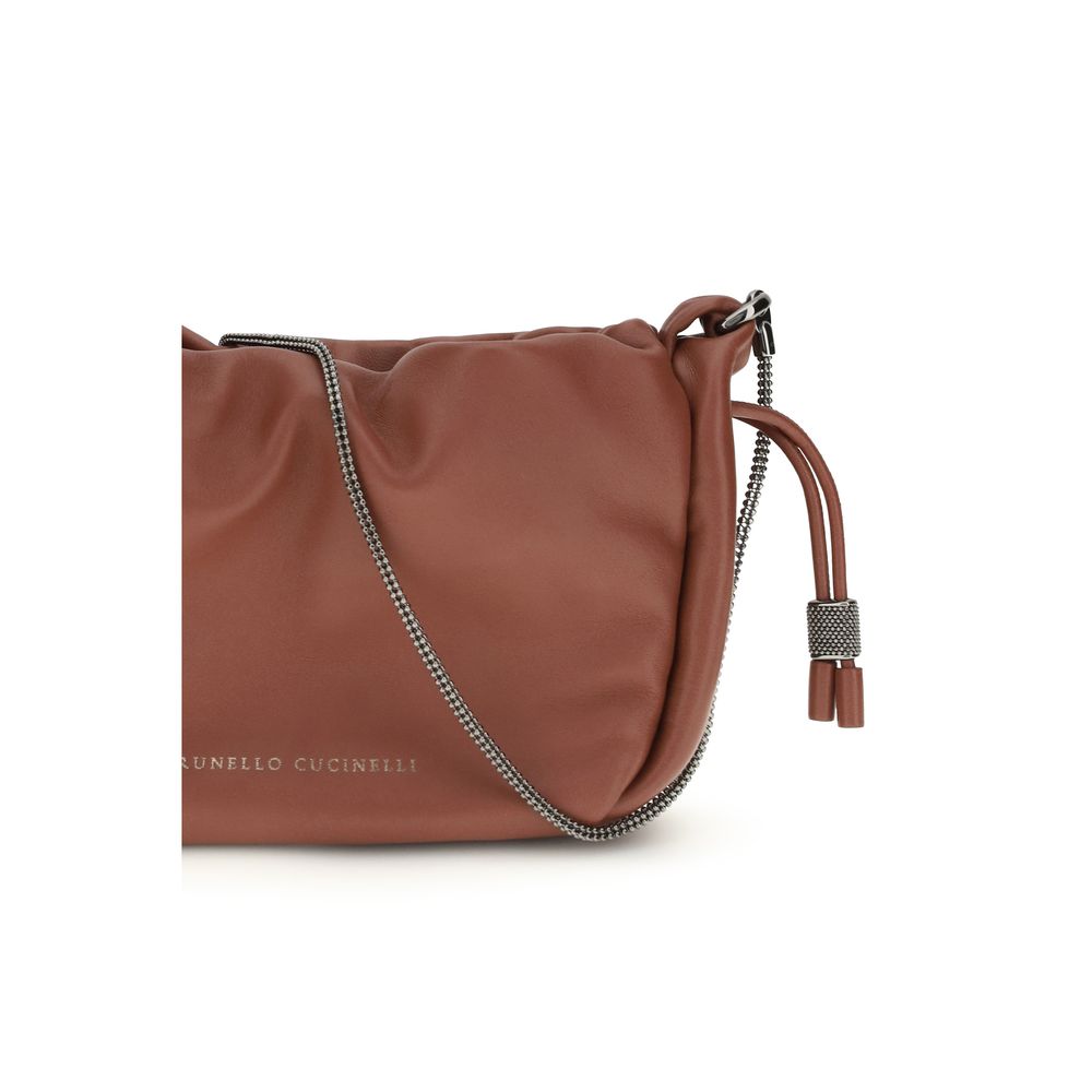 Brunello Cucinelli - Brown Calf Leather Bos Taurus Shoulder Bag