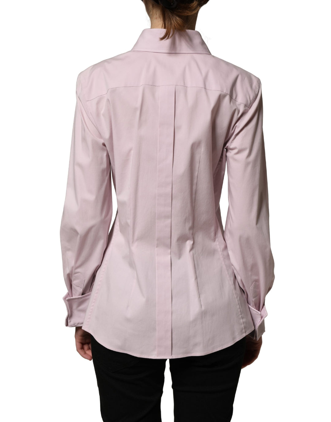 Dolce &amp; Gabbana Pink Cotton Long Sleeves Collared Shirt Top