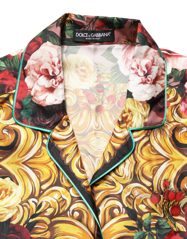 Dolce &amp; Gabbana Multicolor Floral Long Sleeves Button Down Shirt Top