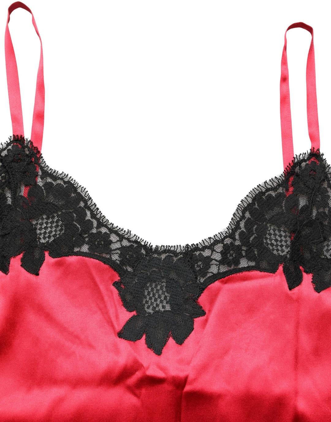 Dolce &amp; Gabbana Red Silk Lace Trim Camisole Sleeveless Tank Top