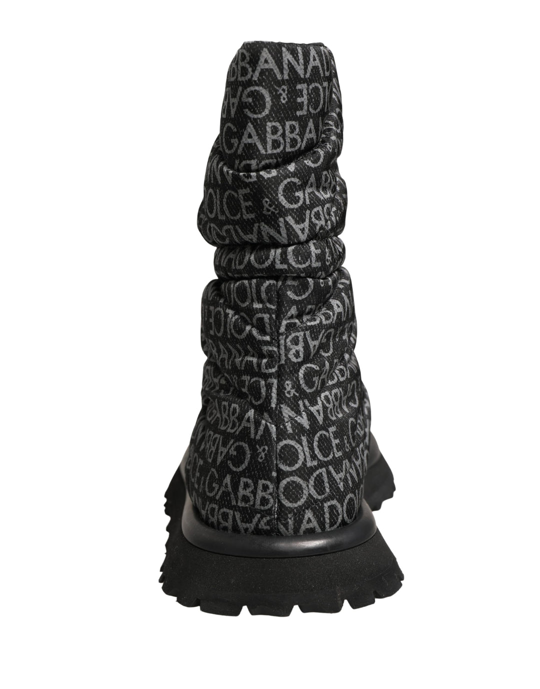 Dolce &amp; Gabbana Black Logo Print Lace Up Snow Boots Shoes