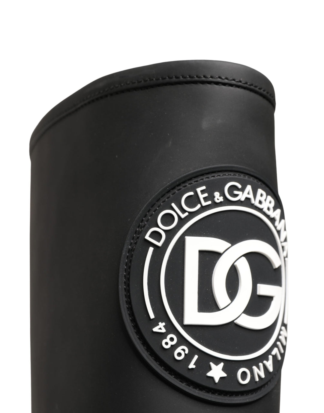 Dolce &amp; Gabbana Black Rubberised Leather High Boots Shoes