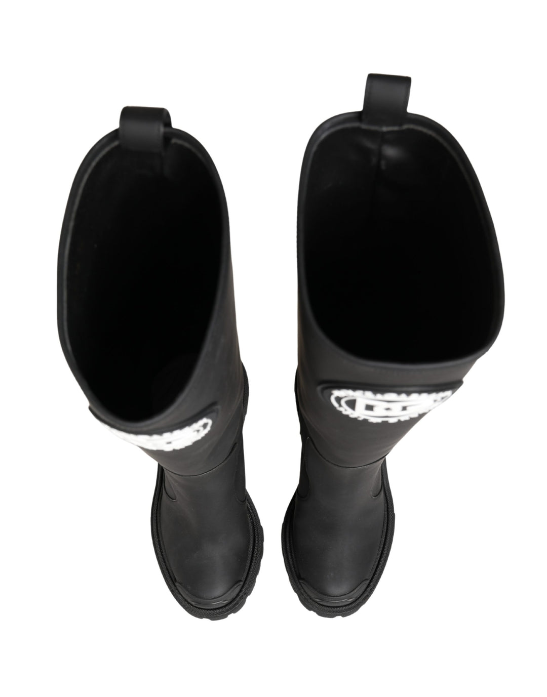Dolce &amp; Gabbana Black Rubberised Leather High Boots Shoes