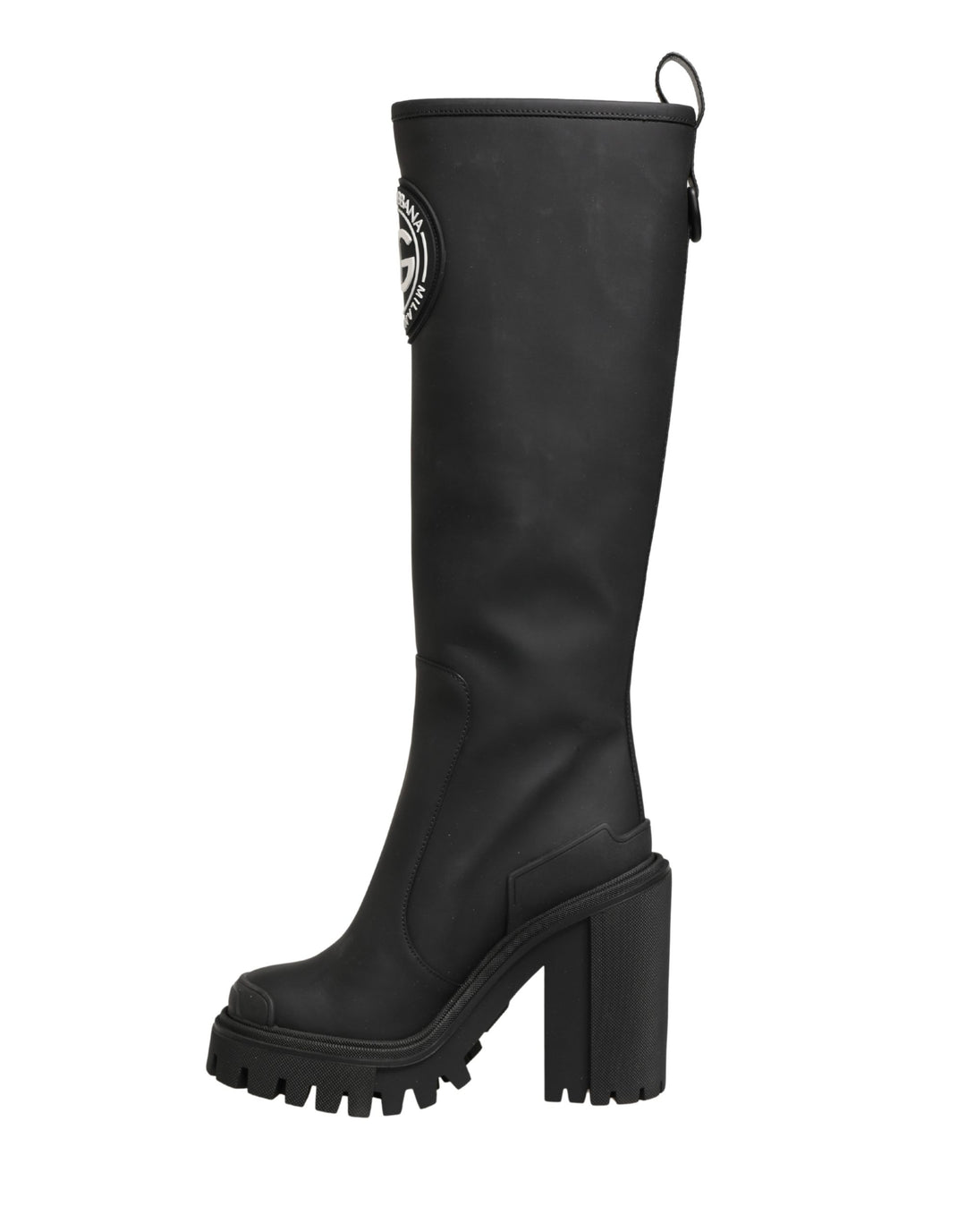 Dolce &amp; Gabbana Black Rubberised Leather High Boots Shoes
