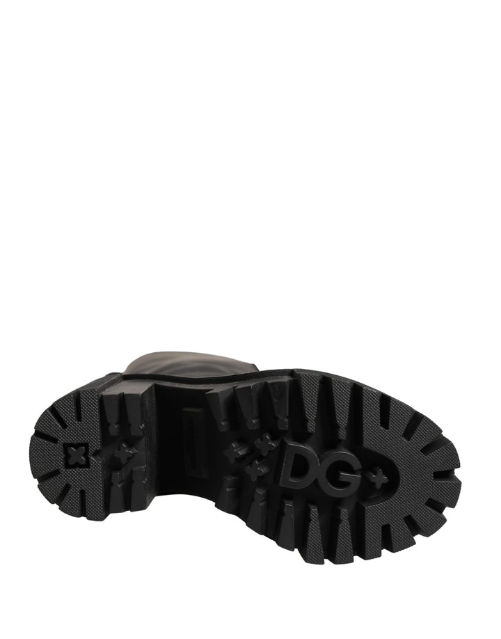 Dolce &amp; Gabbana Black Rubberised Leather High Boots Shoes