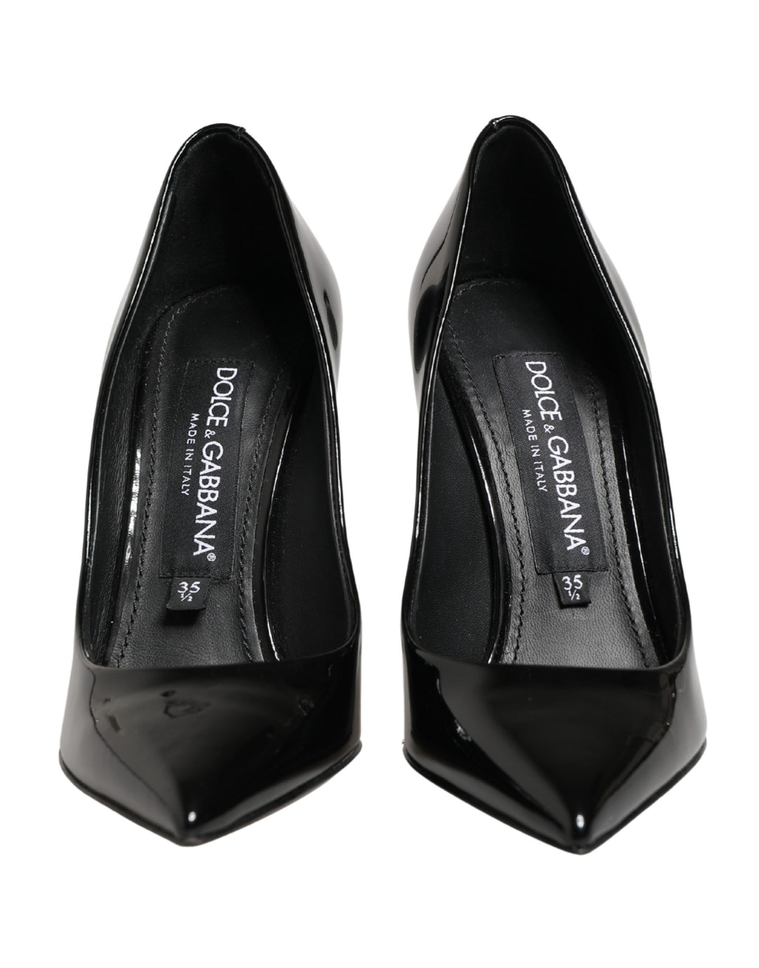 Dolce &amp; Gabbana Black Calf Leather Stiletto Heels Pumps Shoes