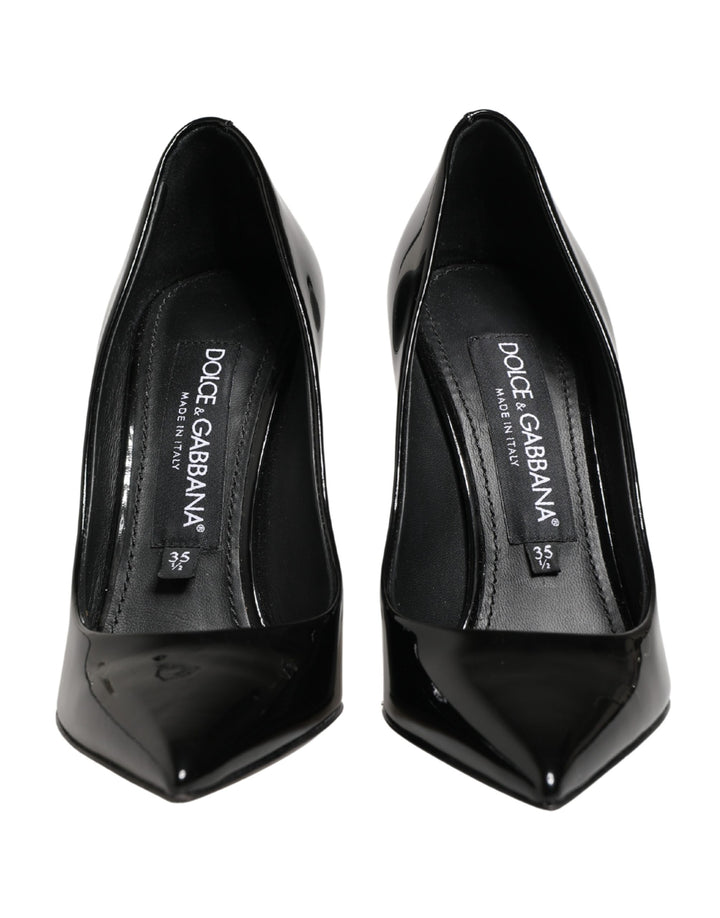 Dolce &amp; Gabbana Black Calf Leather Stiletto Heels Pumps Shoes