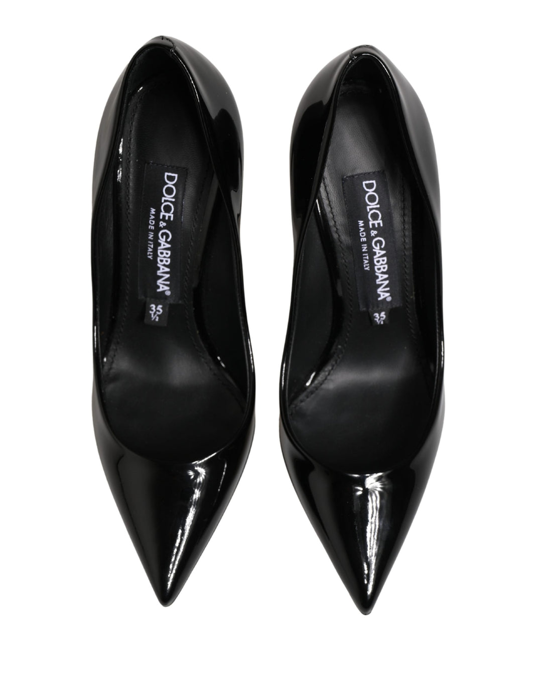 Dolce &amp; Gabbana Black Calf Leather Stiletto Heels Pumps Shoes