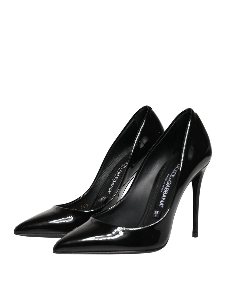 Dolce &amp; Gabbana Black Calf Leather Stiletto Heels Pumps Shoes