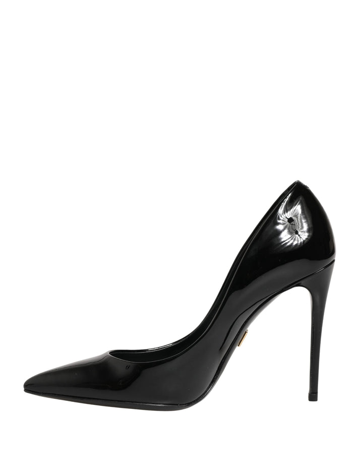 Dolce &amp; Gabbana Black Calf Leather Stiletto Heels Pumps Shoes