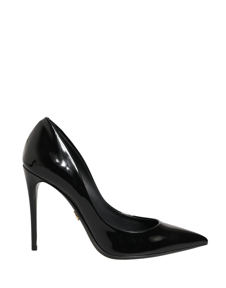Dolce &amp; Gabbana Black Calf Leather Stiletto Heels Pumps Shoes