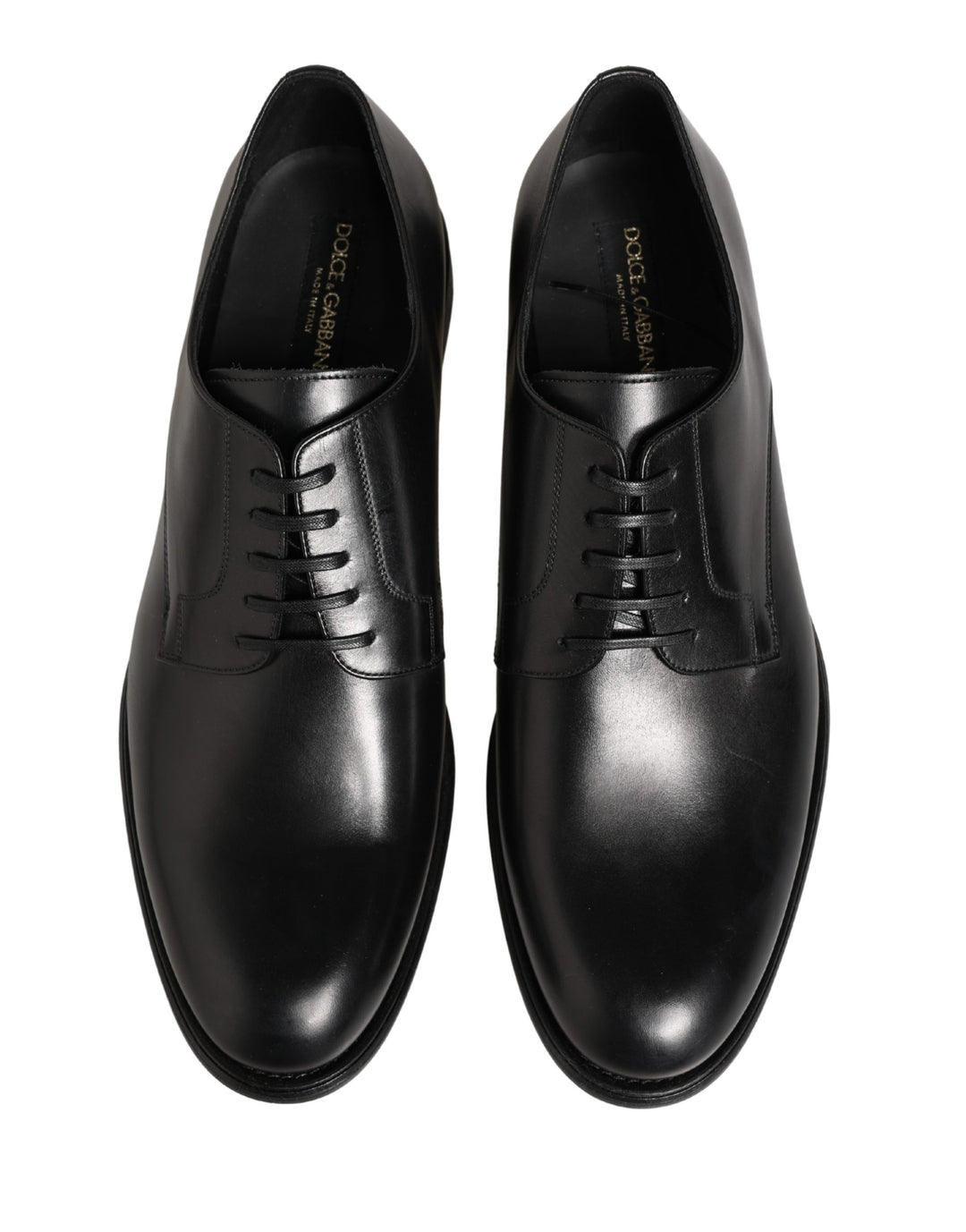 Dolce &amp; Gabbana Black Calfskin Leather Derby Men Dress Shoes
