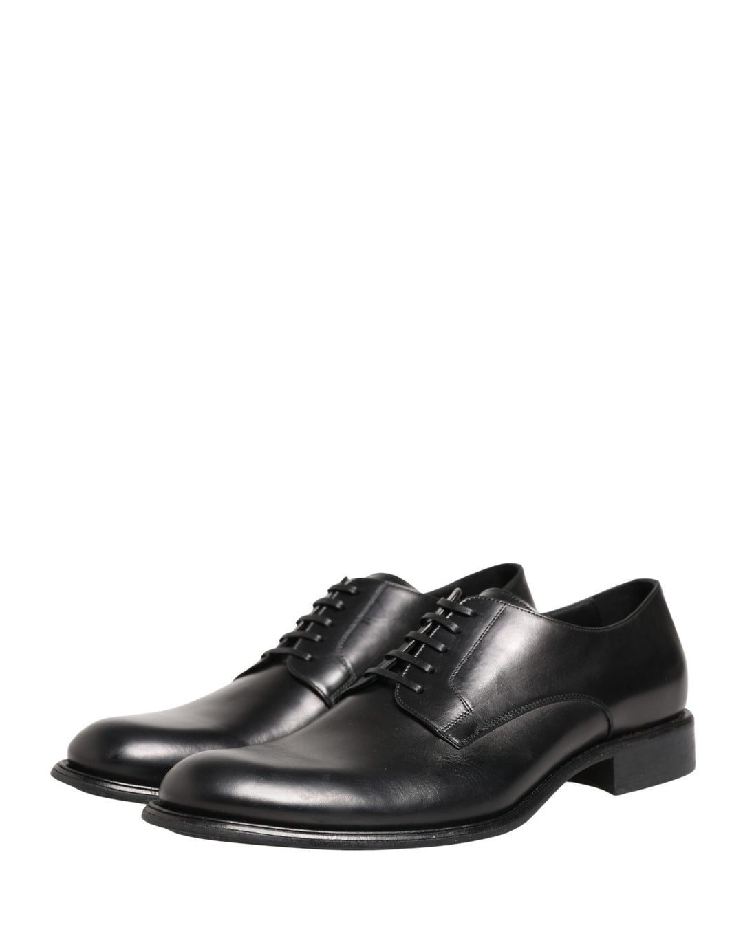 Dolce &amp; Gabbana Black Calfskin Leather Derby Men Dress Shoes