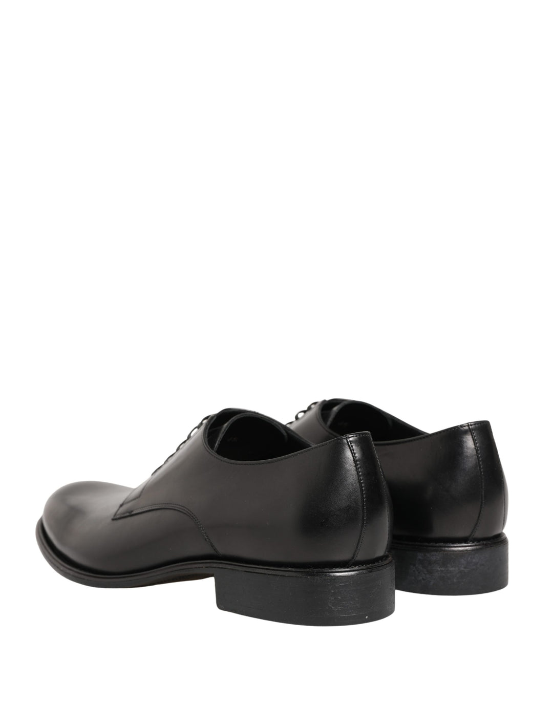 Dolce &amp; Gabbana Black Calfskin Leather Derby Men Dress Shoes