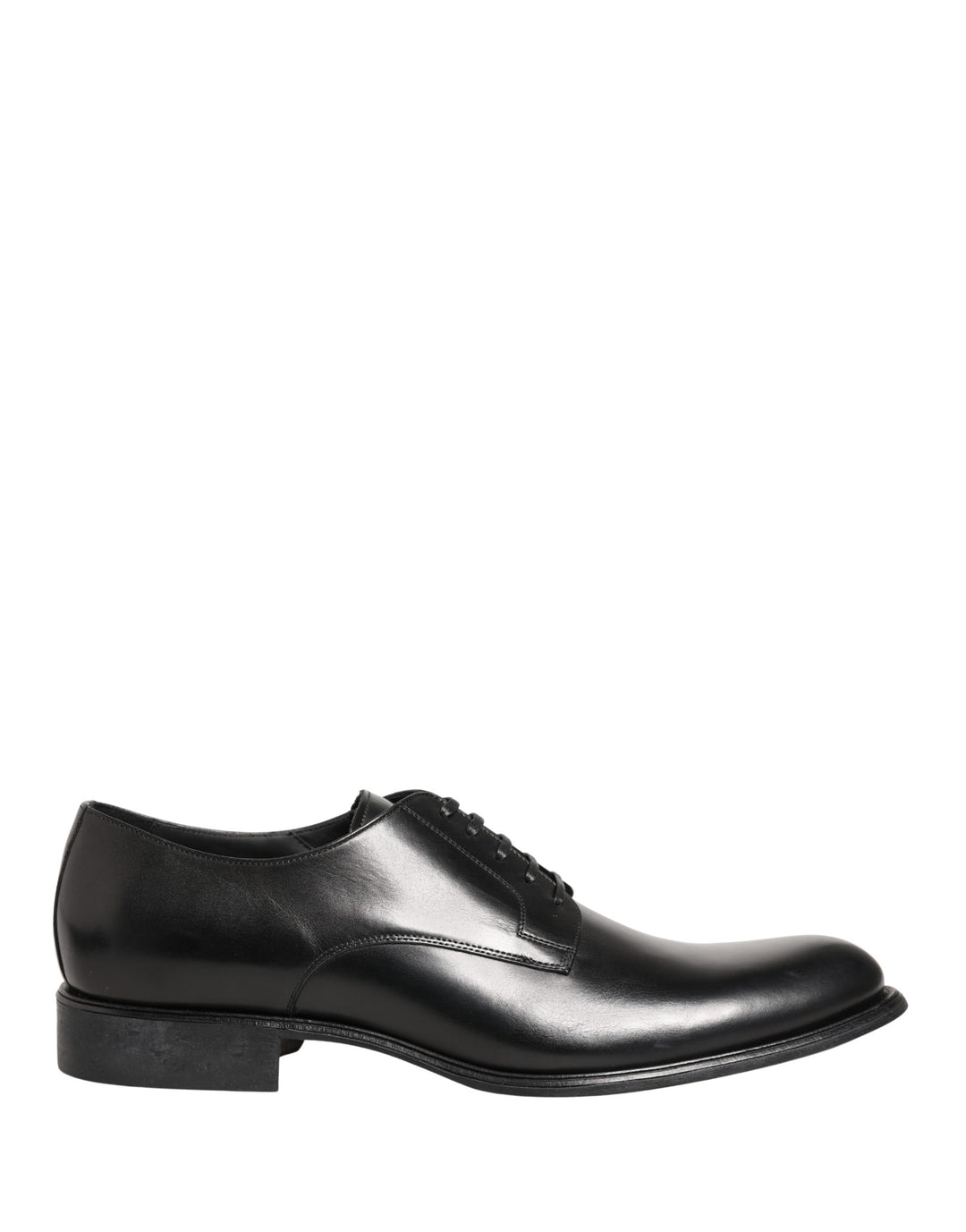 Dolce &amp; Gabbana Black Calfskin Leather Derby Men Dress Shoes