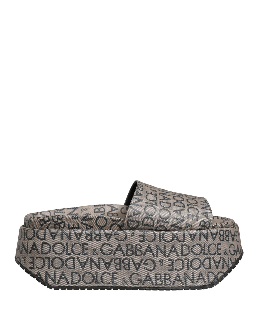 Dolce &amp; Gabbana Gray Leather Monogram Logo Sandals Shoes