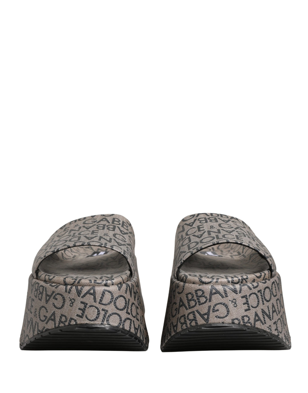 Dolce &amp; Gabbana Gray Leather Monogram Logo Sandals Shoes