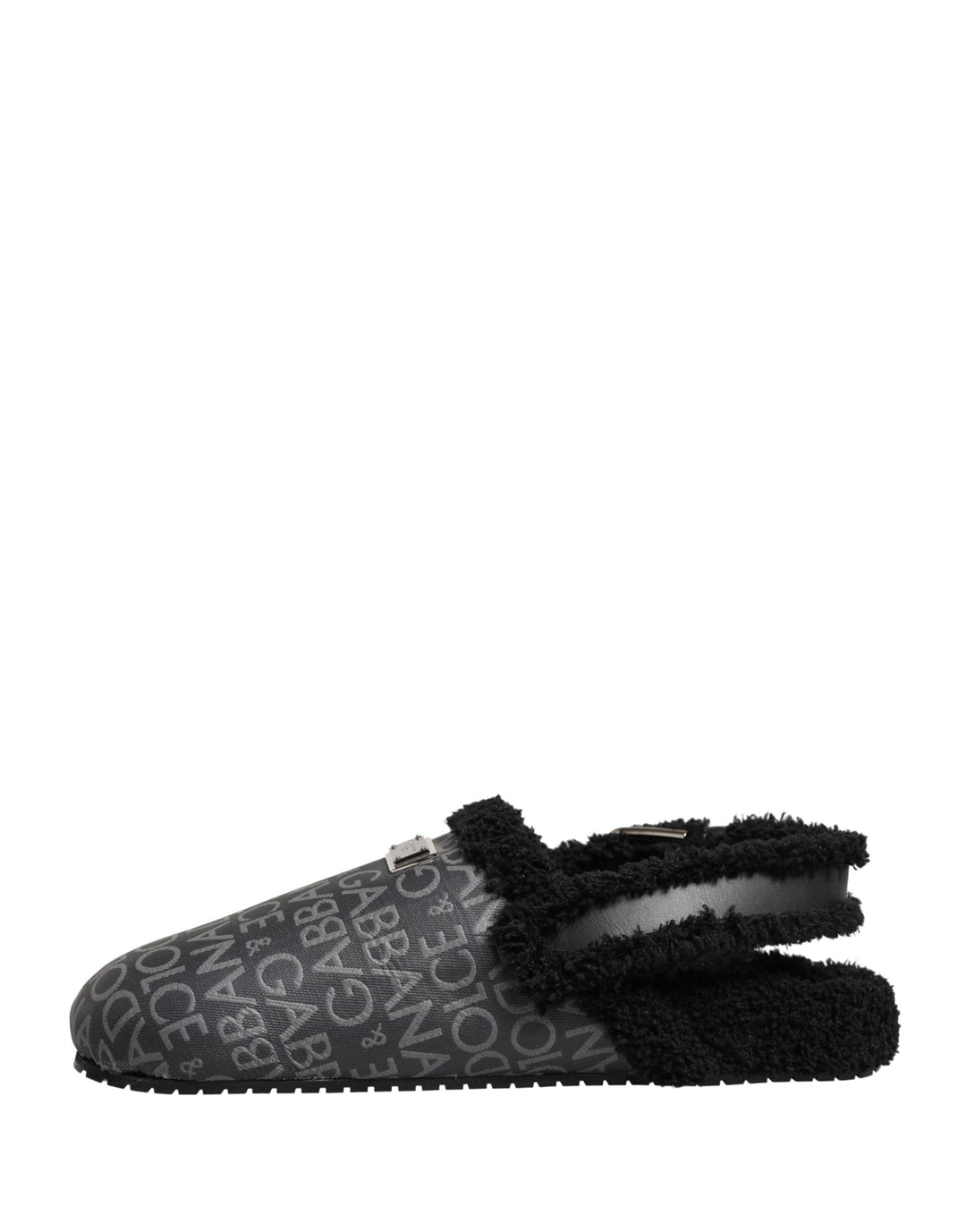 Dolce &amp; Gabbana Gray Faux Fur Jacquard Mules Sandals Shoes