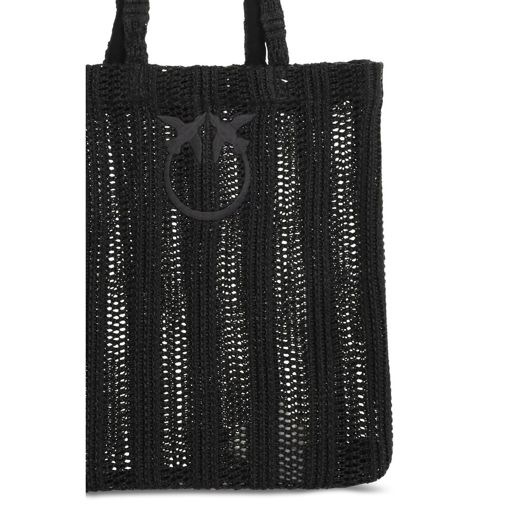 PINKO - Black Raffia Shoulder Bag