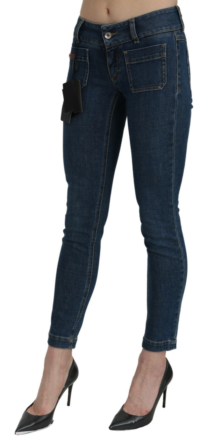 Dolce &amp; Gabbana Blue Slim Fit Cropped Mid Waist Denim Jeans