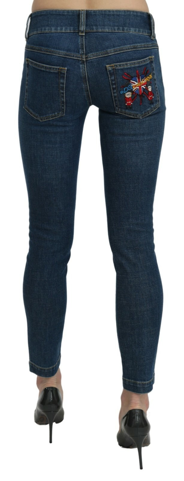 Dolce &amp; Gabbana Blue Slim Fit Cropped Mid Waist Denim Jeans