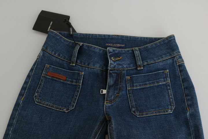Dolce &amp; Gabbana Blue Slim Fit Cropped Mid Waist Denim Jeans