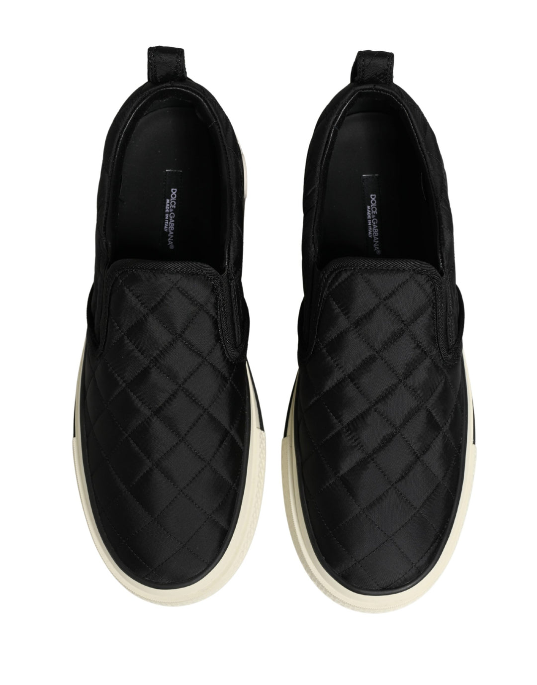 Dolce &amp; Gabbana Black Quilted Slip On Low Top Sneakers Shoes