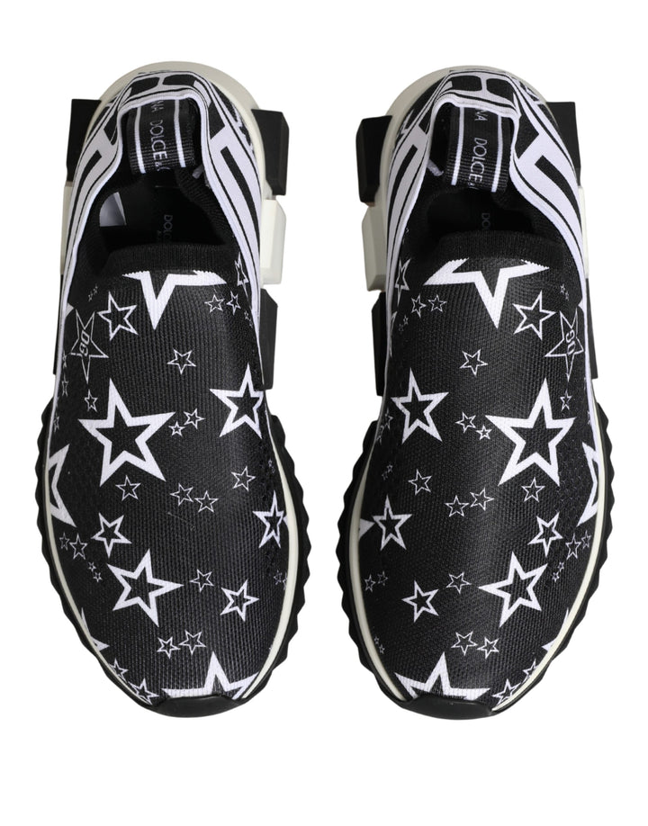 Dolce &amp; Gabbana Black Stars Logo SORRENTO Sneakers Shoes