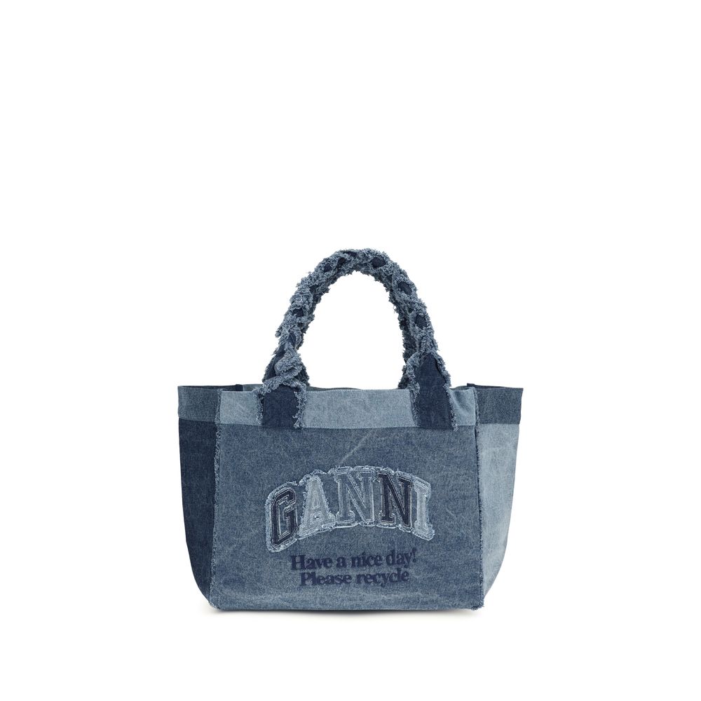 Ganni - Blue Cotton Shoulder Bag