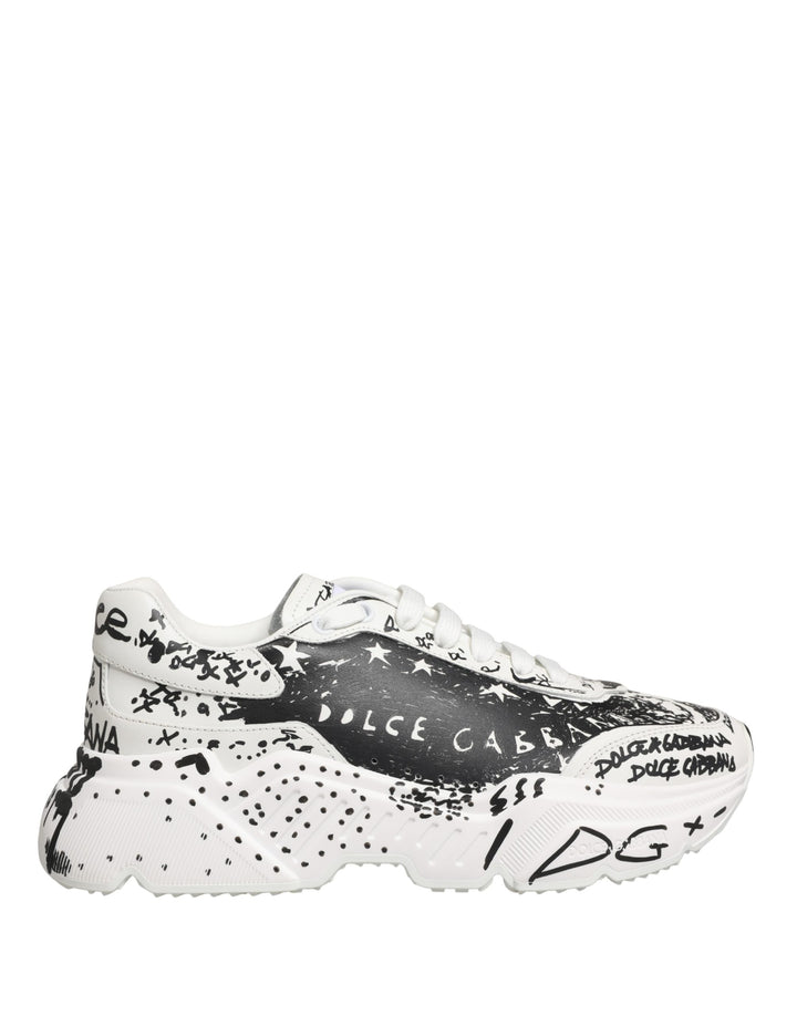 Dolce &amp; Gabbana White Daymaster Graffiti Low Top Sneakers Shoes