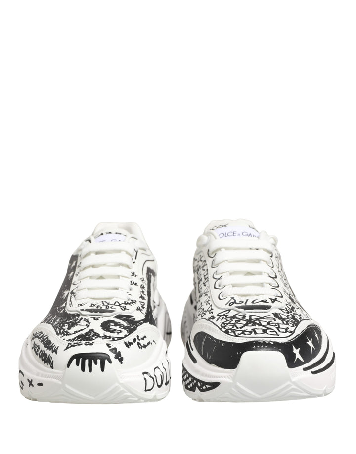 Dolce &amp; Gabbana White Daymaster Graffiti Low Top Sneakers Shoes