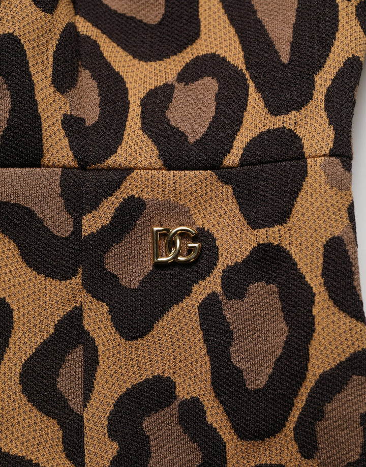 Dolce &amp; Gabbana Brown Leopard Jacquard Knee Length Dress