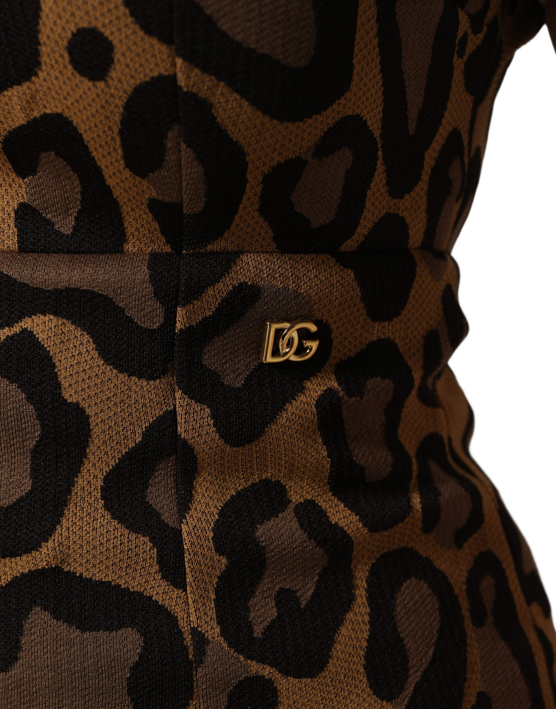 Dolce &amp; Gabbana Brown Leopard Jacquard Knee Length Dress