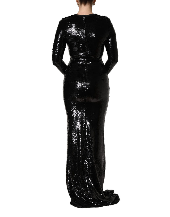 Dolce &amp; Gabbana Black Bodycon Mermaid Sequinned Gown Dress