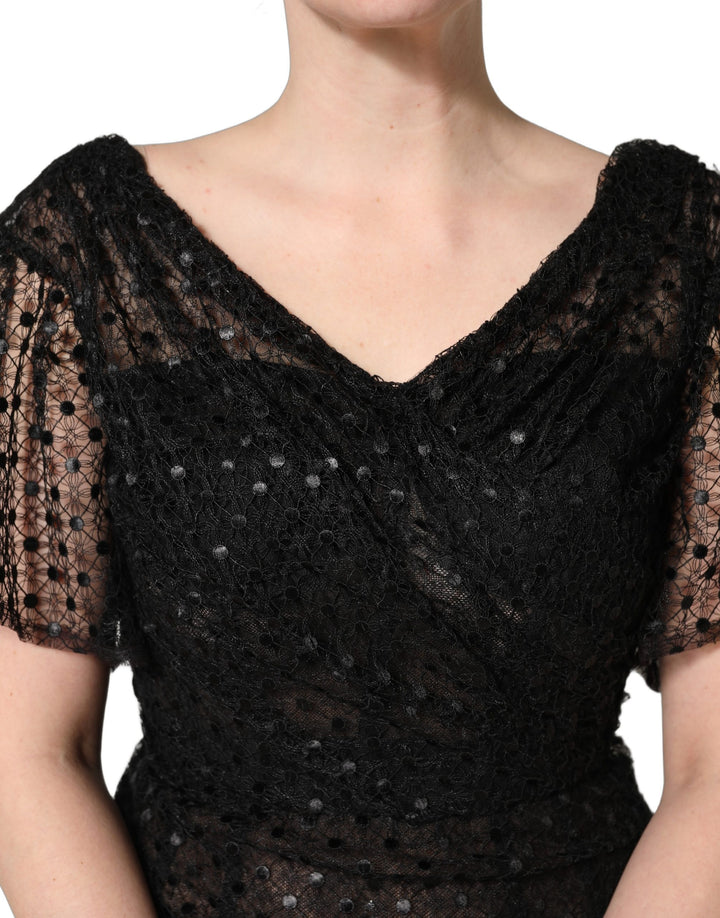 Dolce &amp; Gabbana Black Sequinned Mermaid Evening Gown Dress