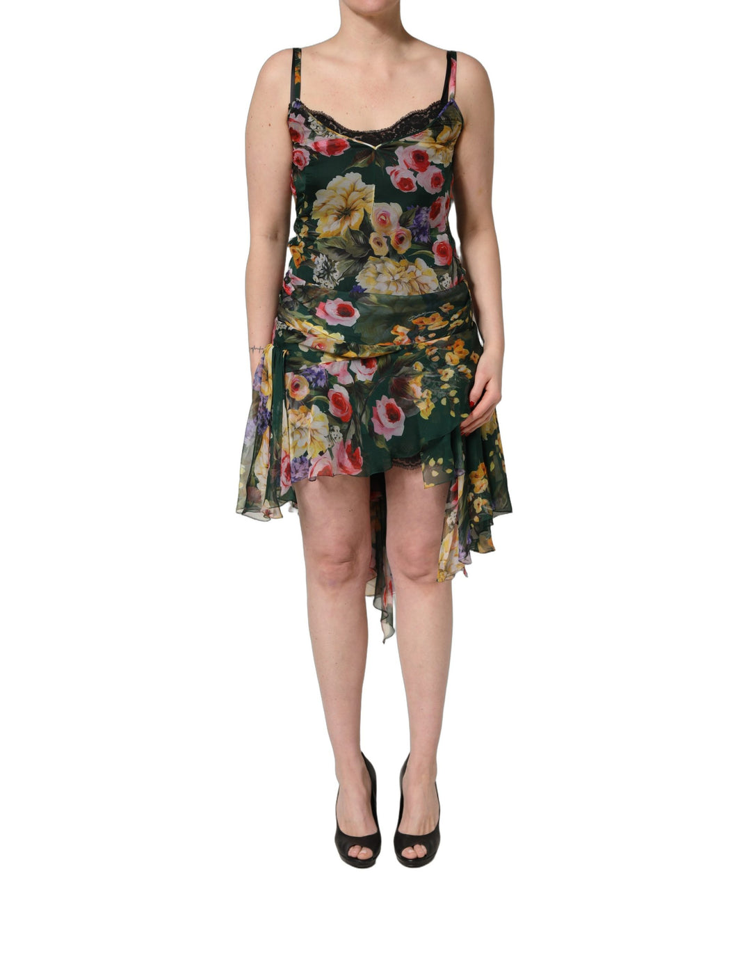 Dolce &amp; Gabbana Multicolor Floral Print Sleeveless Mini Dress