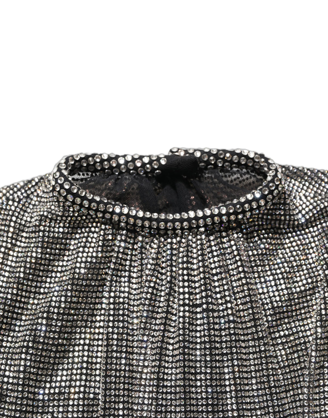 Dolce &amp; Gabbana Silver Rhinestones Long Sleeves Bodysuit Mini Dress