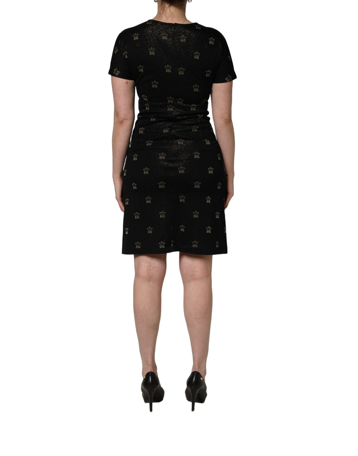 Dolce &amp; Gabbana Black DG Crown Short-Sleeve Sheath Dress